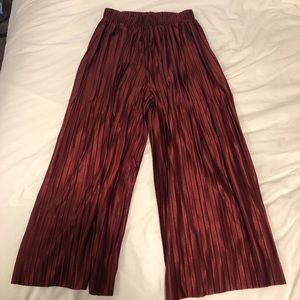 Burgundy Pleated Culottes